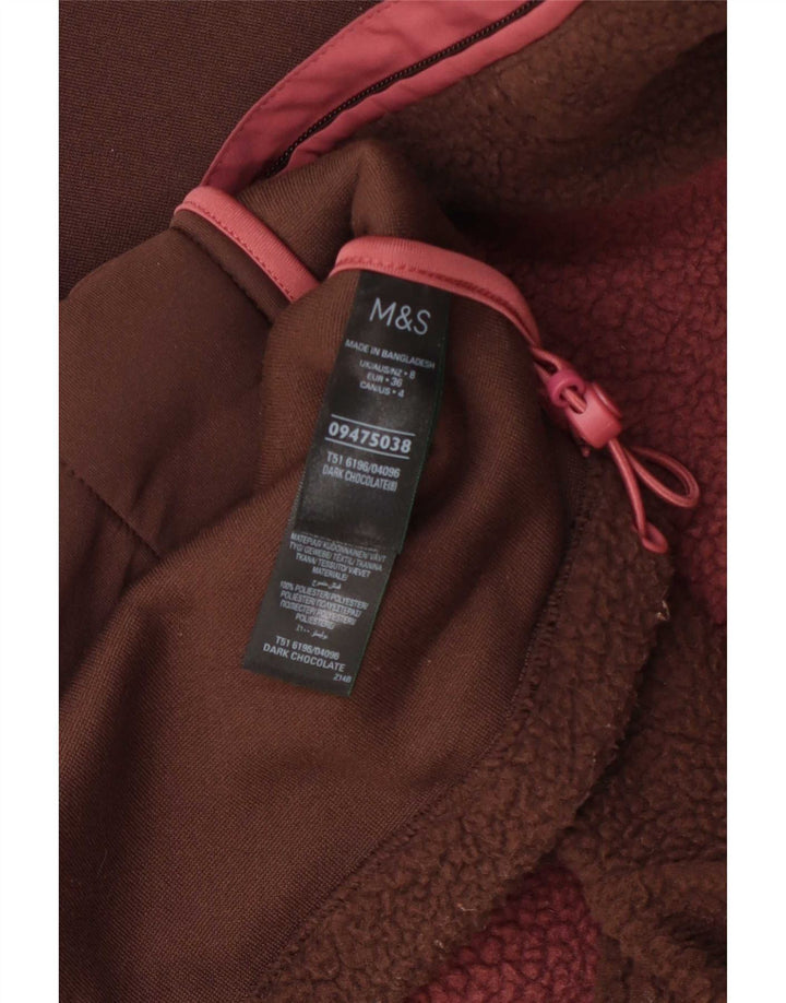 Marks & Spencer Womens Oversized Fleece Jacket UK 8 Small Brown Colourblock