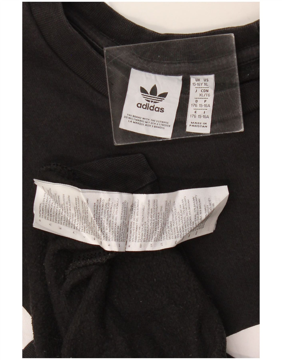 Adidas Boys Graphic Sweatshirt Jumper 15-16 Years Black Cotton