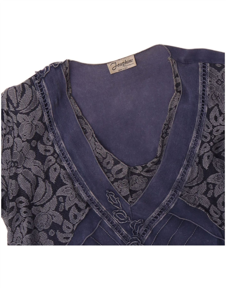 JOSEPHINE Womens Blouse Top UK 16 Large Blue Floral
