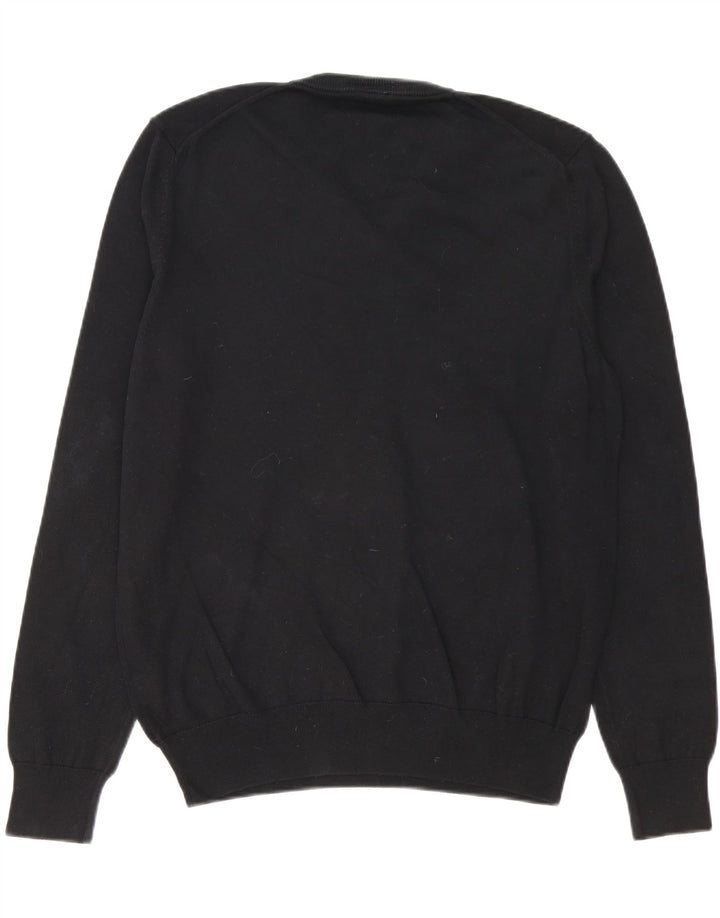 MARKS & SPENCER Mens V-Neck Jumper Sweater Large Black Cotton Vintage Marks & Spencer and Second-Hand Marks & Spencer from Messina Hembry 