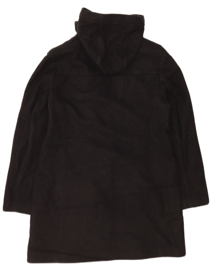 Calvin Klein Womens Hooded Overcoat UK 16 Large Black Wool