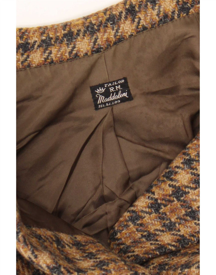 Vintage Womens Double Breasted Blazer Jacket UK 16 Large Brown Houndstooth