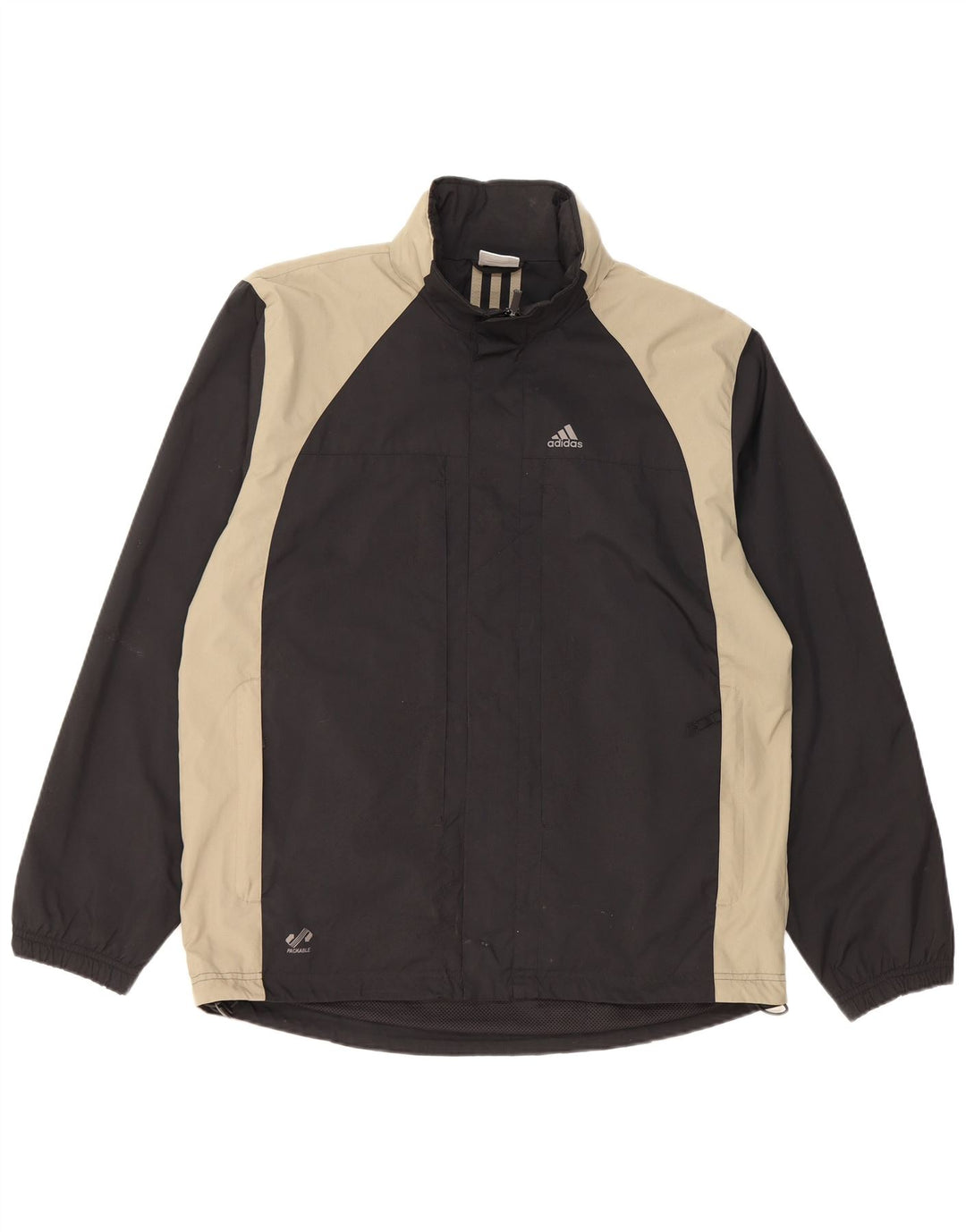 ADIDAS Mens Hooded Rain Jacket UK 38 Medium Black Colourblock Polyester