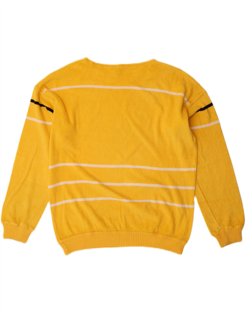 ERMENEGILDO ZEGNA Womens Boat Neck Jumper Sweater IT 54 2XL Yellow Striped Vintage Ermenegildo Zegna and Second-Hand Ermenegildo Zegna from Messina Hembry 