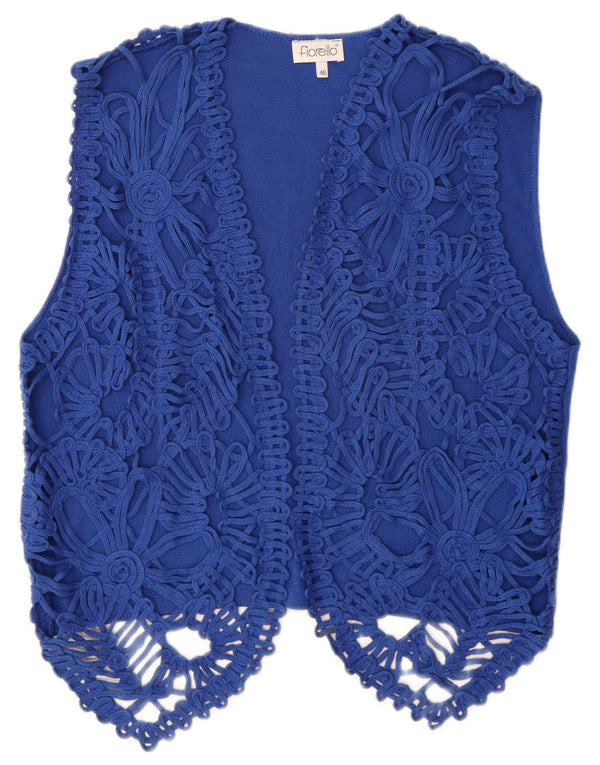 Fiorella Womens Sleeveless Crochet Cardigan Top IT 46 Large Blue