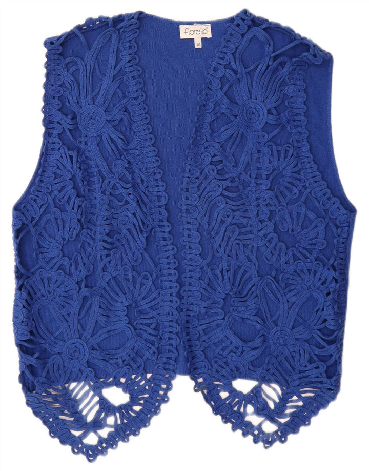 Fiorella Womens Sleeveless Crochet Cardigan Top IT 46 Large Blue