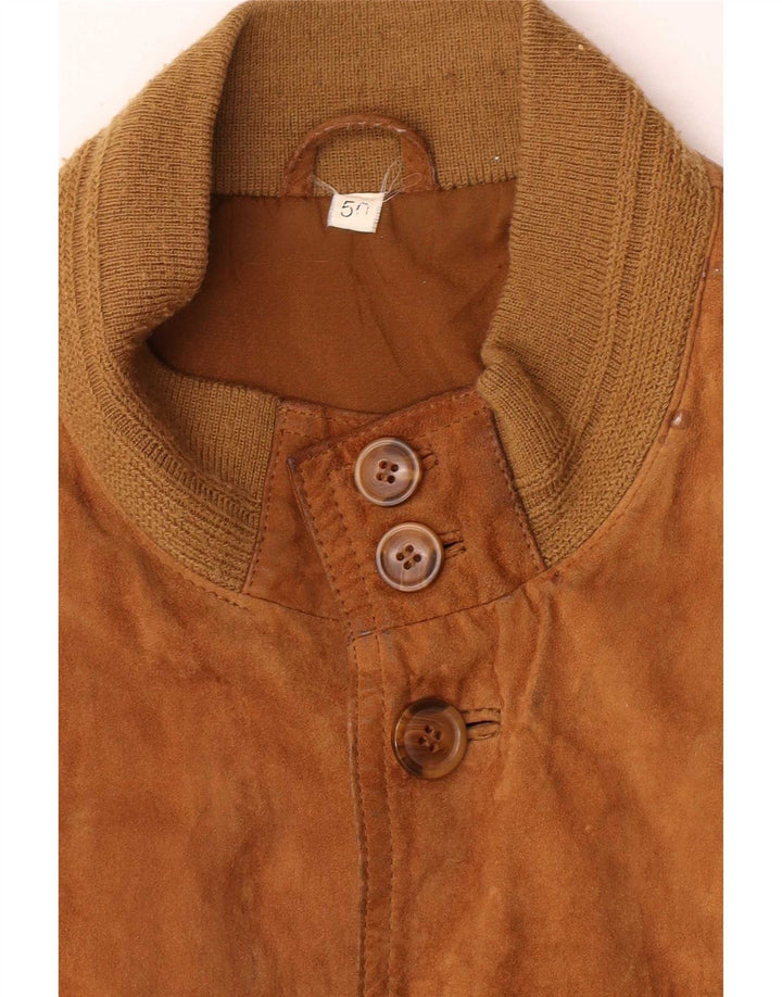 Vintage Mens Suede Bomber Jacket IT 50 Large Brown