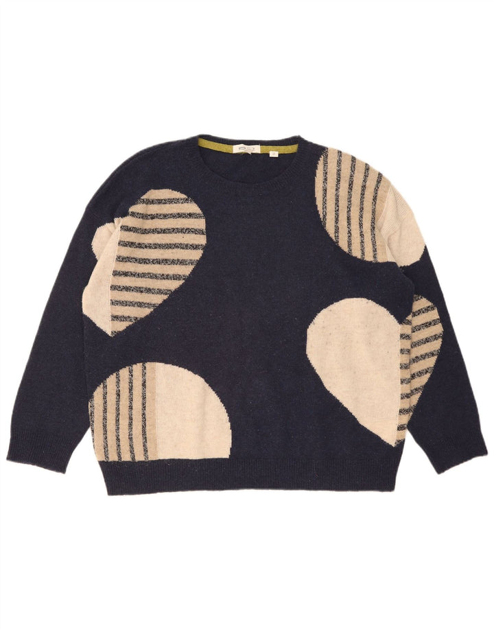 White Stuff Womens Crew Neck Jumper Sweater UK 16 Large Navy Blue