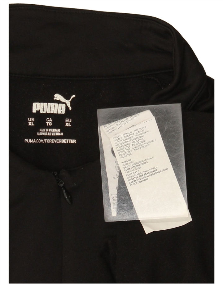PUMA Womens Zip Neck Pullover Tracksuit Top UK 18 XL Black Striped