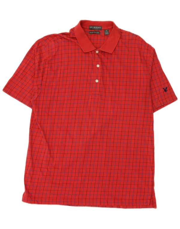 LYLE & SCOTT Mens Polo Shirt Medium Red Check Cotton