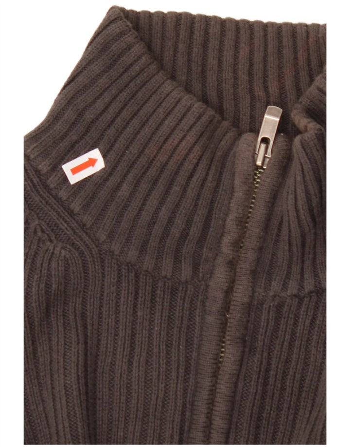 CALVIN KLEIN Mens Zip Neck Jumper Sweater Large Grey Cotton