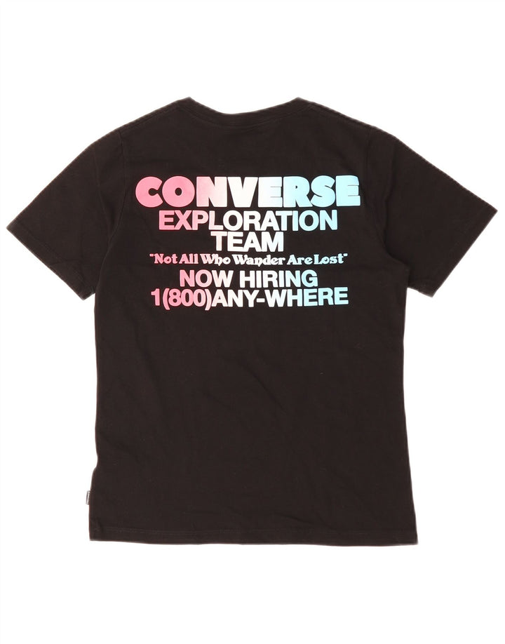 Converse Womens Graphic T-Shirt Top UK 10 Small Black Cotton