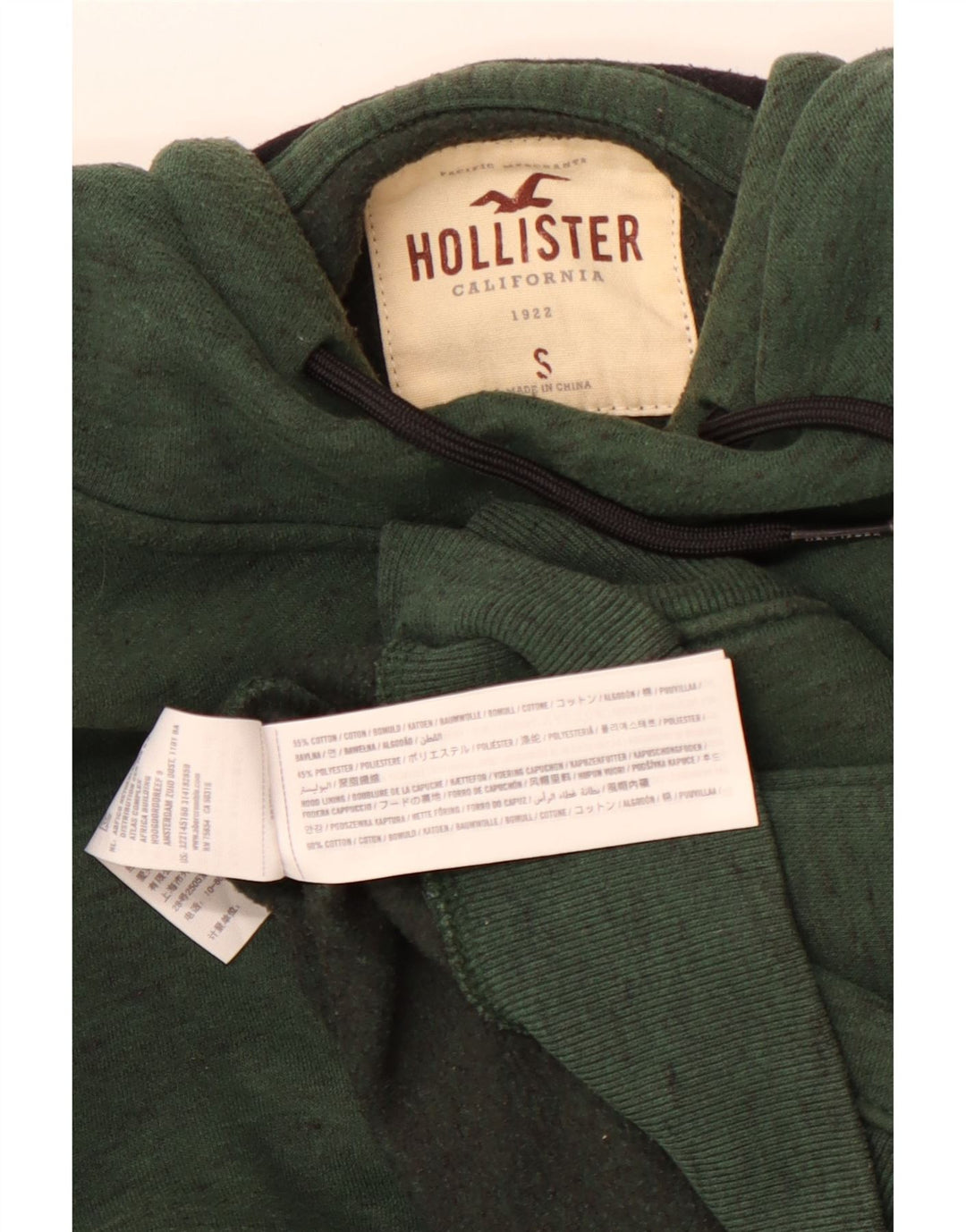 HOLLISTER Mens Hoodie Jumper Small Green Flecked Cotton