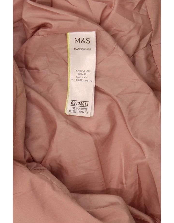 Marks & Spencer Womens Hooded Oversized Padded Coat UK 18 XL Pink Polyester