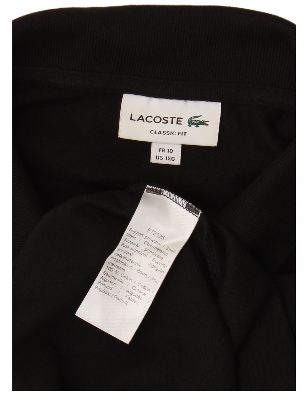LACOSTE Mens Classic Fit Polo Shirt Size 10 5XL Black Cotton