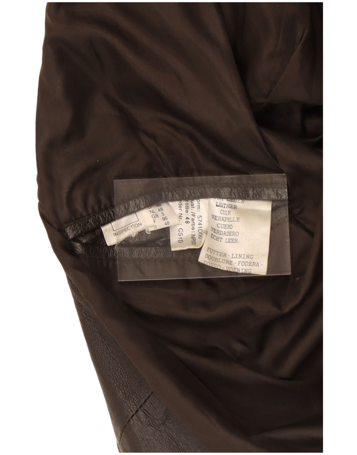 VINTAGE Mens Loose Fit Leather Jacket UK 36 Small Brown Leather