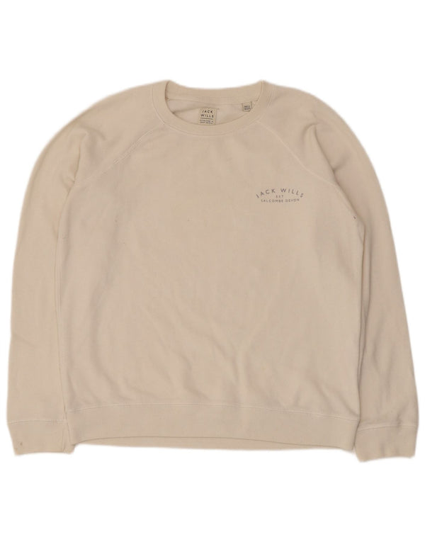 Jack Wills Womens Sweatshirt Jumper UK 14 Large White Cotton