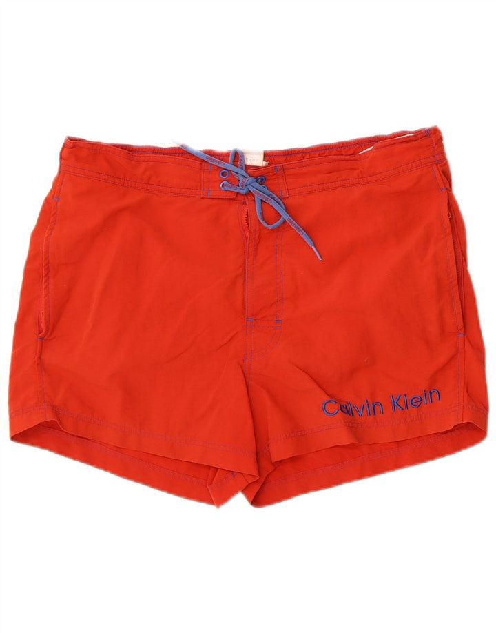 Calvin Klein Mens Graphic Swimming Shorts Large Red Polyester