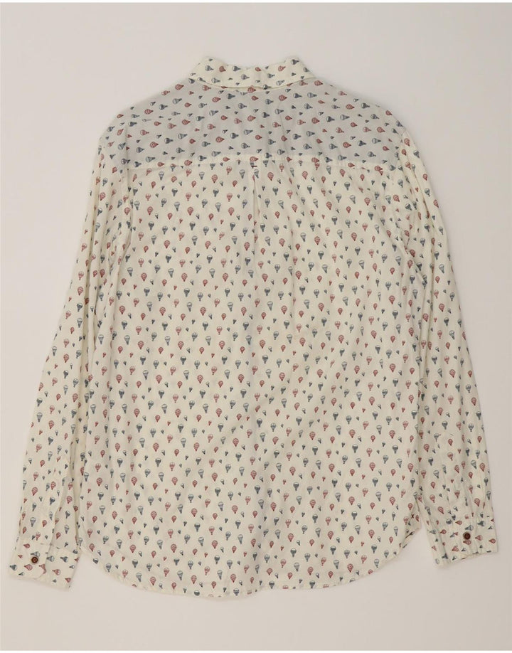 WHITE STUFF Mens Classic Fit Shirt Medium White Spotted Cotton