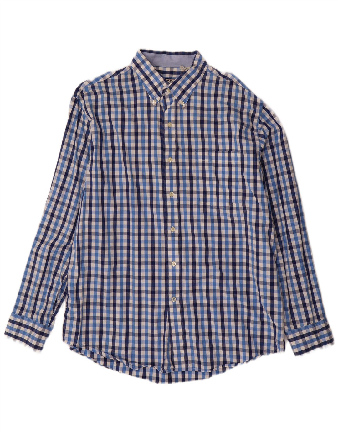 IZOD Mens Shirt Large Blue Check Cotton