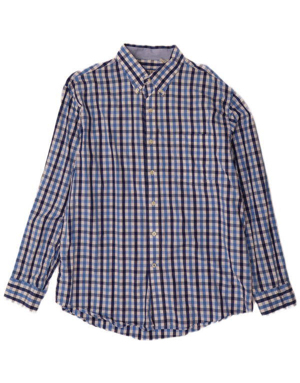 IZOD Mens Shirt Large Blue Check Cotton