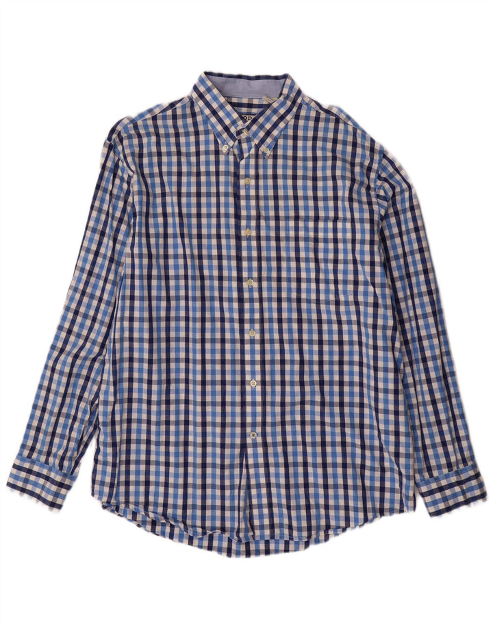 IZOD Mens Shirt Large Blue Check Cotton