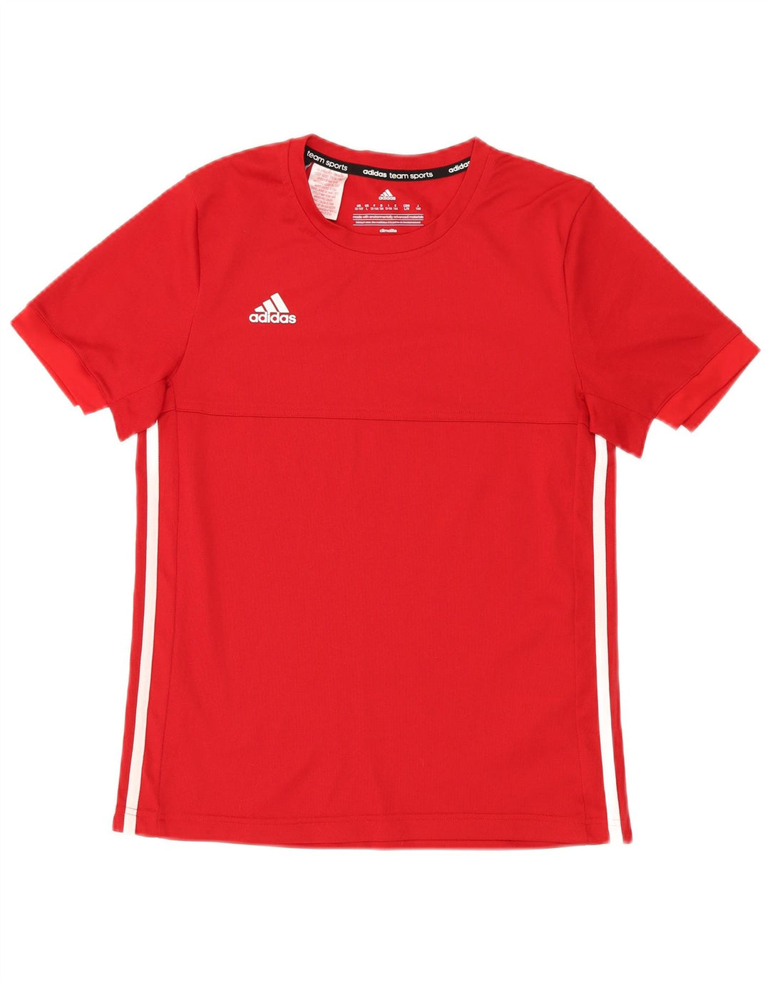 ADIDAS Boys Climalite T-Shirt Top 13-14 Years Red Polyester