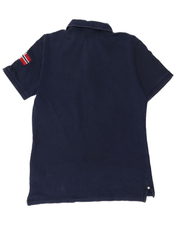 NAPAPIJRI Mens Custom Fit Polo Shirt Small Navy Blue Cotton