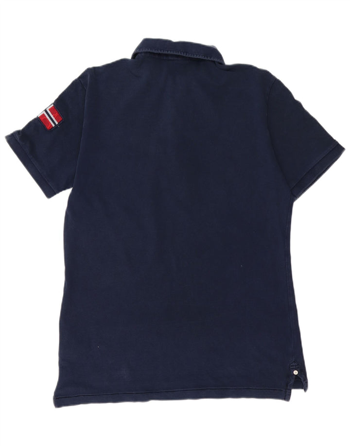 NAPAPIJRI Mens Custom Fit Polo Shirt Small Navy Blue Cotton