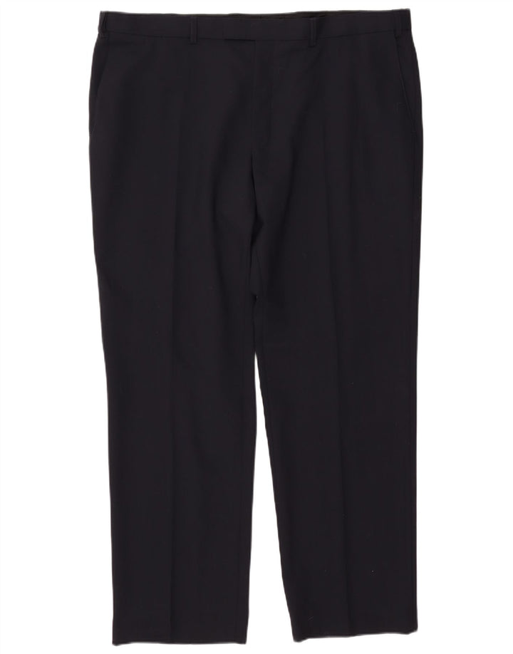 MARKS & SPENCER Mens Performance Straight Suit Trousers W42 L31 Navy Blue
