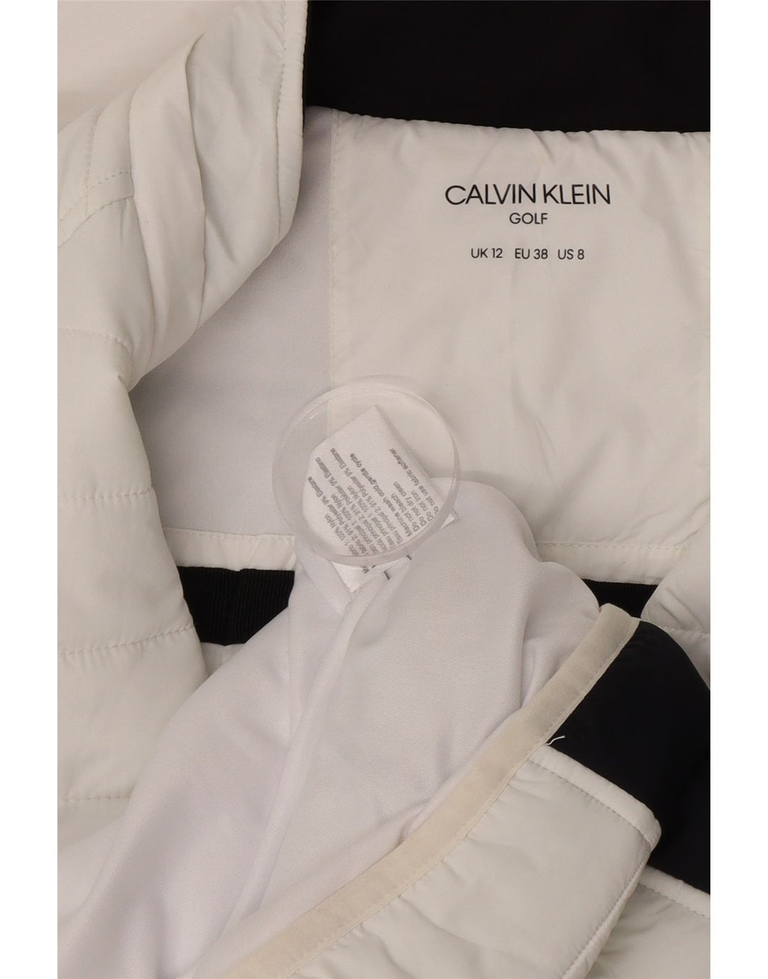 Calvin Klein Womens Golf Padded Jacket UK 12 Medium White Colourblock
