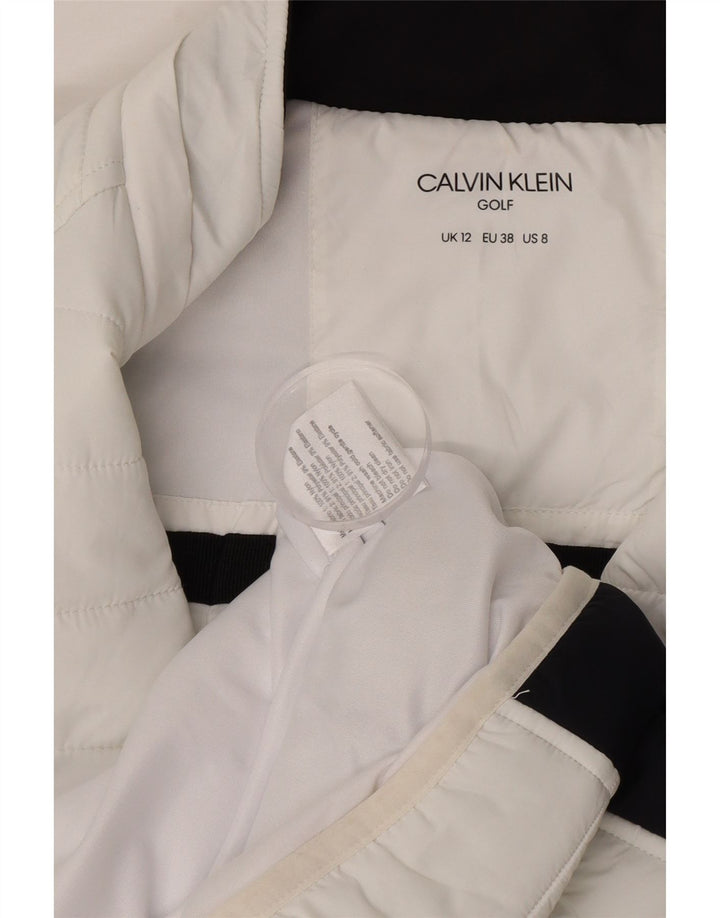 Calvin Klein Womens Golf Padded Jacket UK 12 Medium White Colourblock