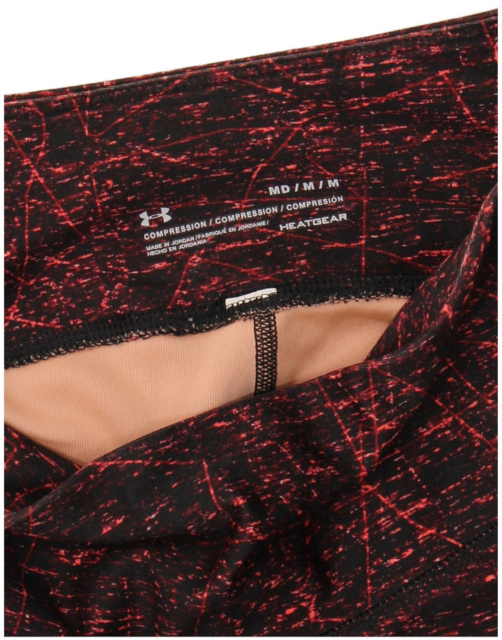 UNDER ARMOUR Womens Heat Gear Leggings UK 12 Medium  Burgundy Colourblock