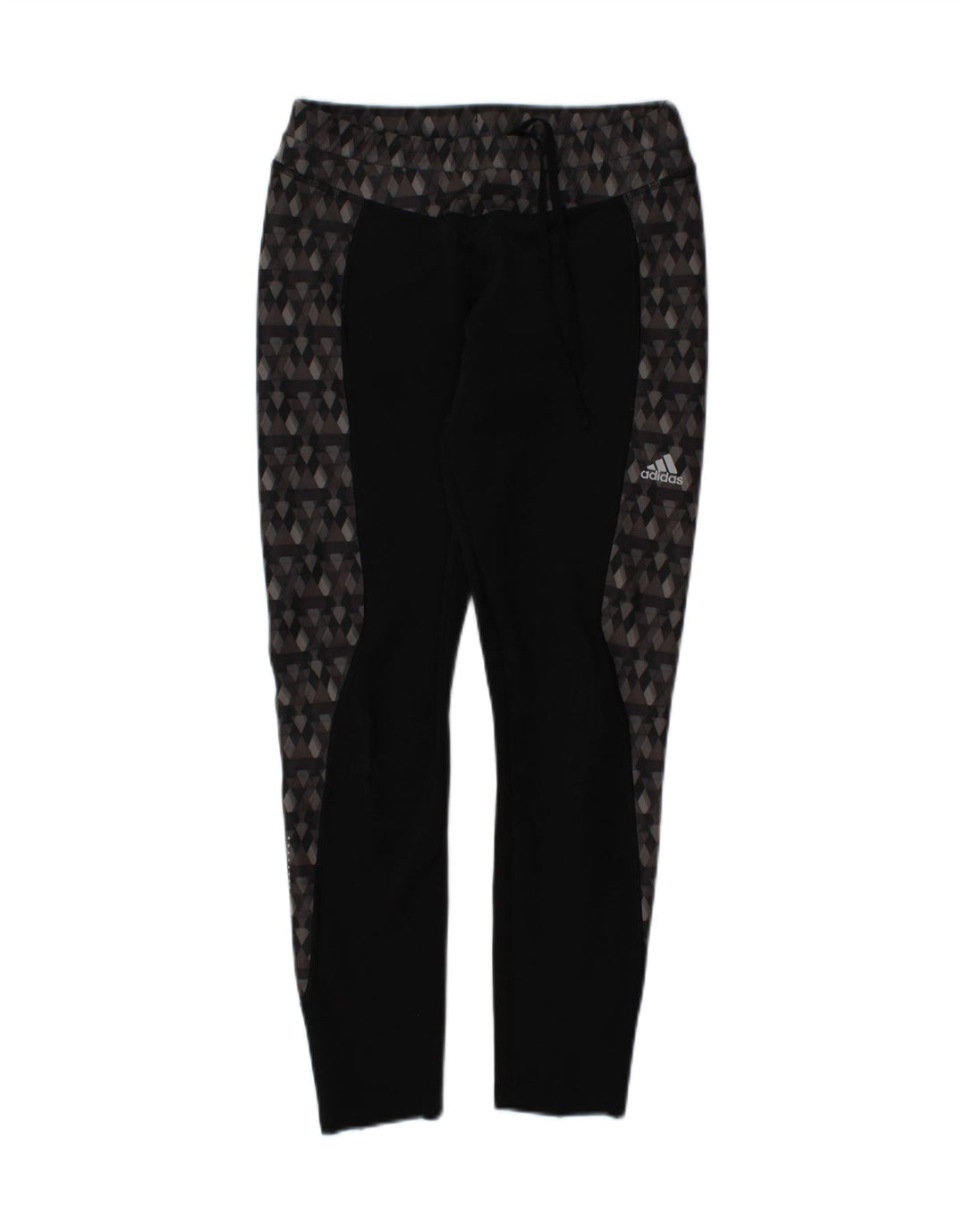 ADIDAS Womens Leggings UK 12 Medium Black Geometric Polyester Vintage Adidas and Second-Hand Adidas from Messina Hembry 