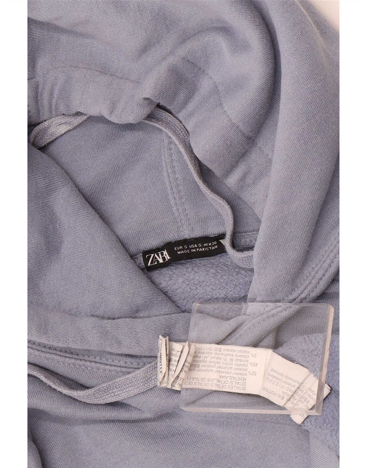 Zara Womens Oversized Hoodie Jumper UK 10 Small Blue Polyester