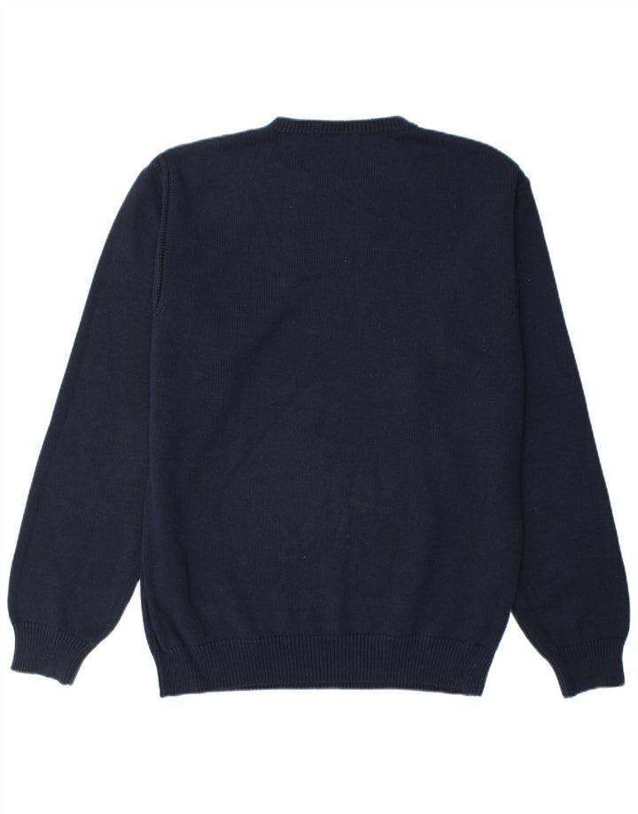 NAUTICA Mens Crew Neck Jumper Sweater Large Navy Blue Cotton