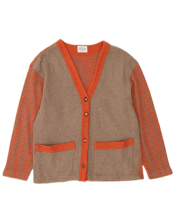 Newpenny Womens Cardigan Sweater UK 16 Large Grey Striped Wool