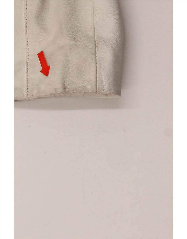Conbipel Womens Leather Biker Jacket IT 42 Medium White Leather