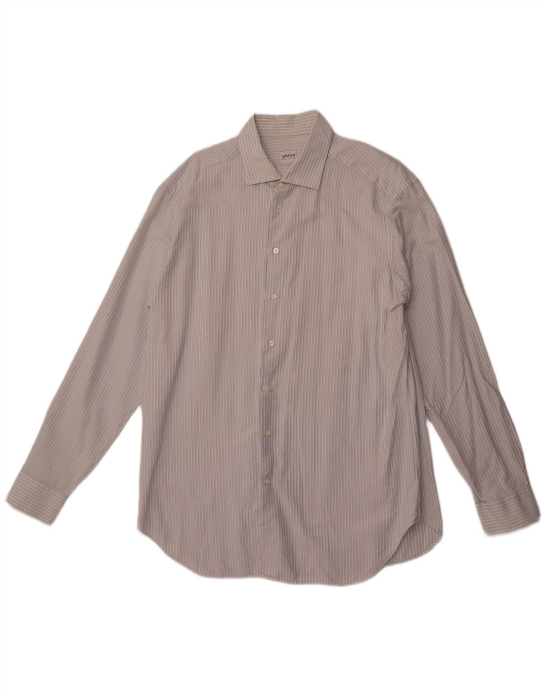 ARMANI COLLEZIONI Mens Shirt Size 44 17 1/2 XL Blue Striped Cotton