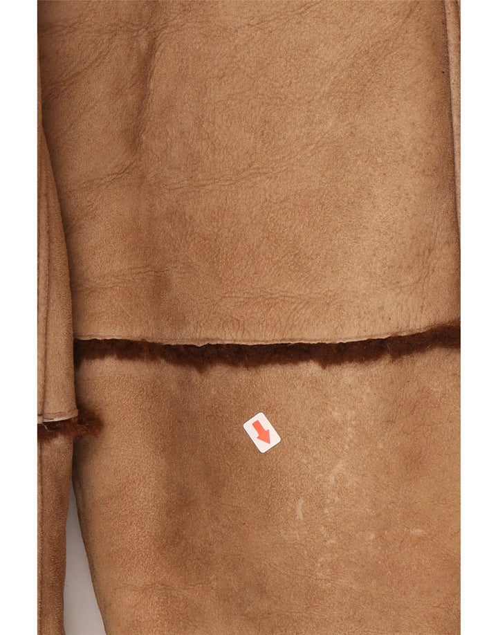 Vintage Womens Shearling Coat UK 16 Large Beige