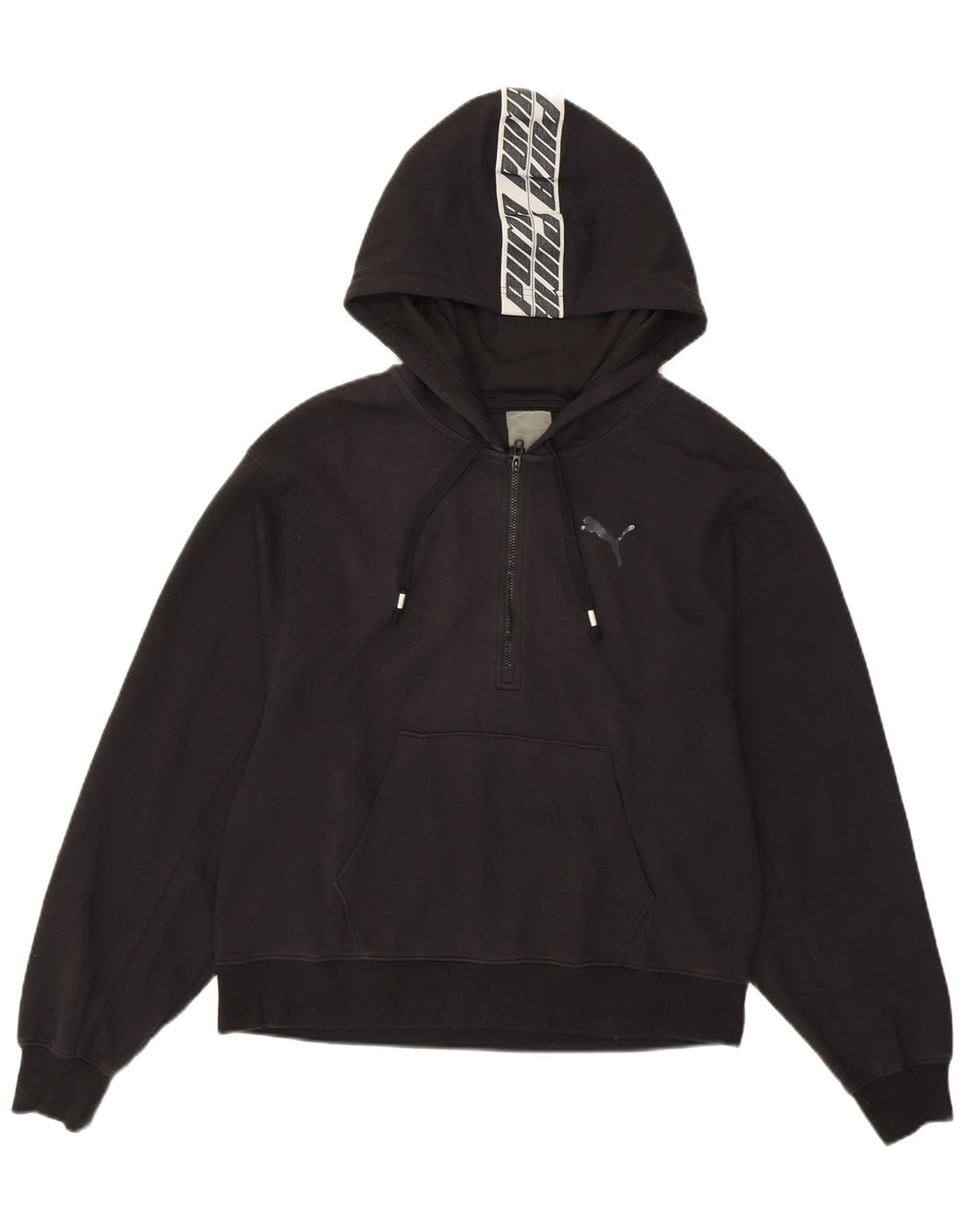 PUMA Womens Graphic Hoodie Jumper UK 16 Large Black Cotton