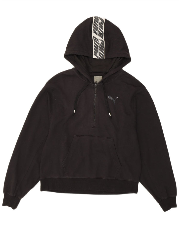 PUMA Womens Graphic Hoodie Jumper UK 16 Large Black Cotton