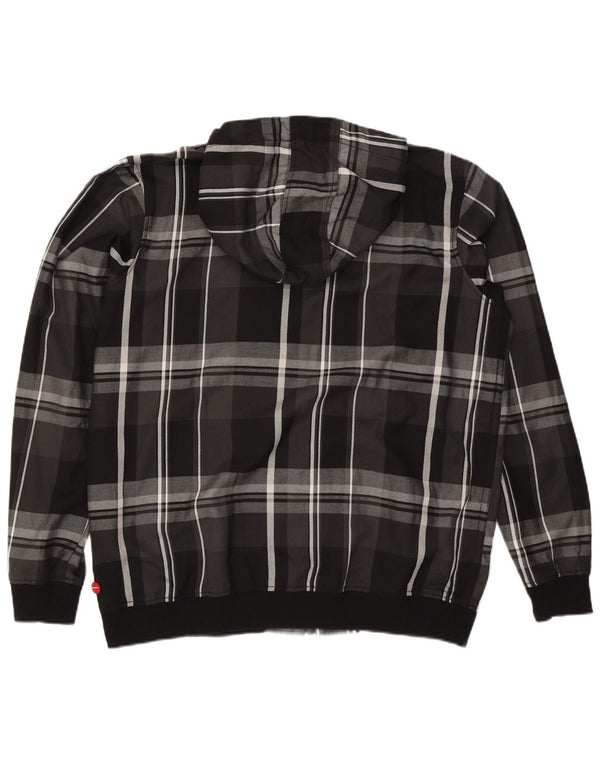 O'Neill Mens Hooded Bomber Jacket UK 46 2XL Black Check Polyester
