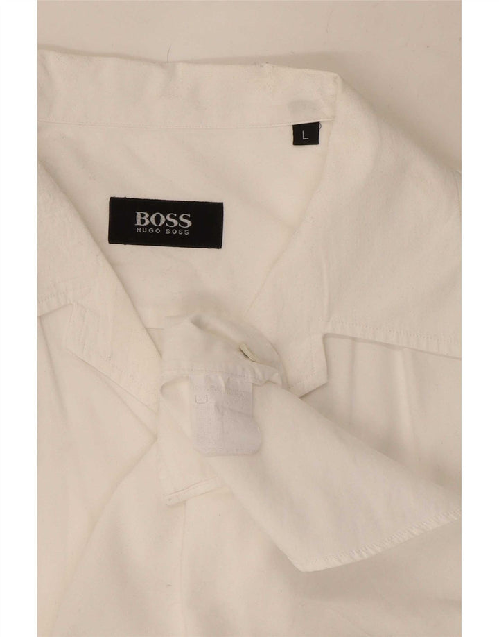 Hugo Boss Mens Shirt Large White Cotton