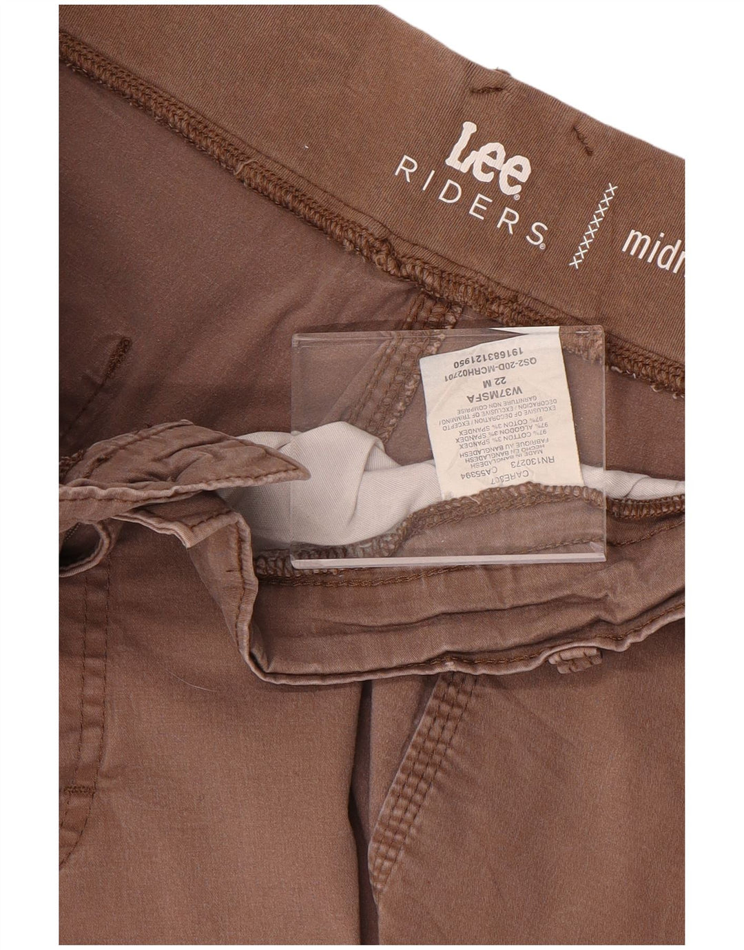 LEE Womens Riders Mid Rise Chino Shorts US 22 3XL W44  Brown Cotton