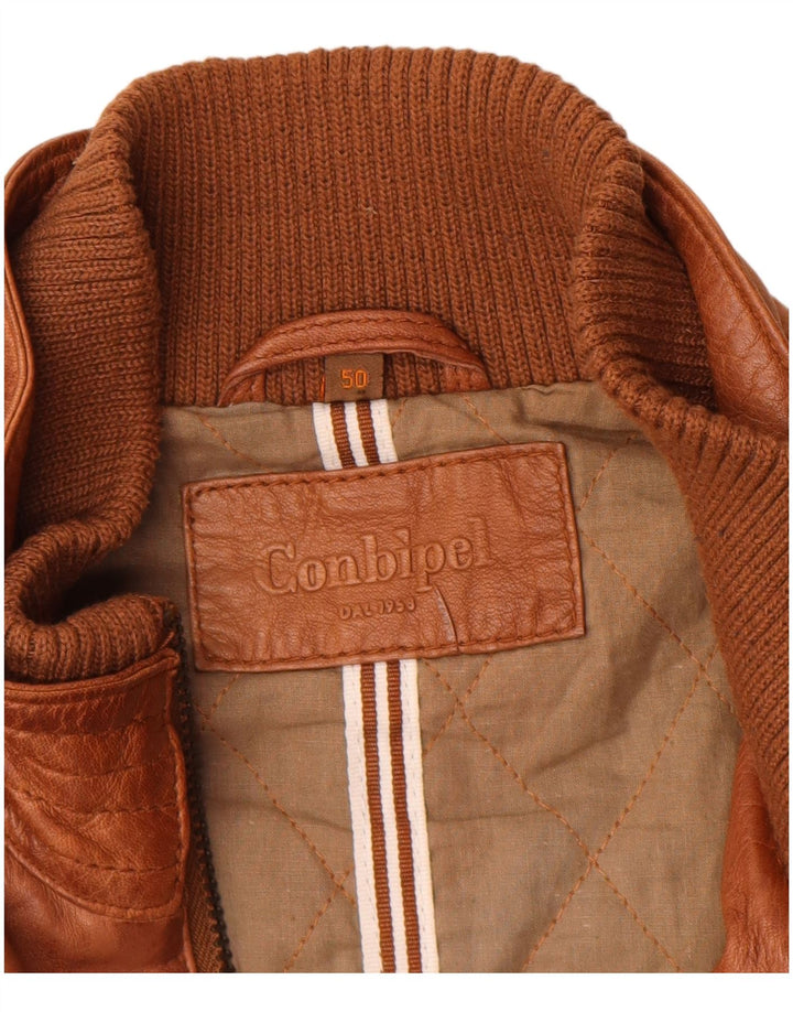 Conbipel Mens Leather Jacket IT 50 Large Brown Leather