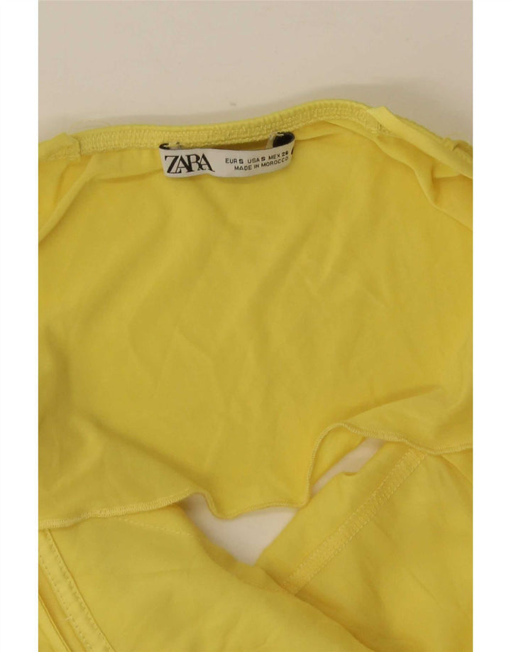 Zara Womens Sleeveless Tiered Top UK 8 Small Yellow