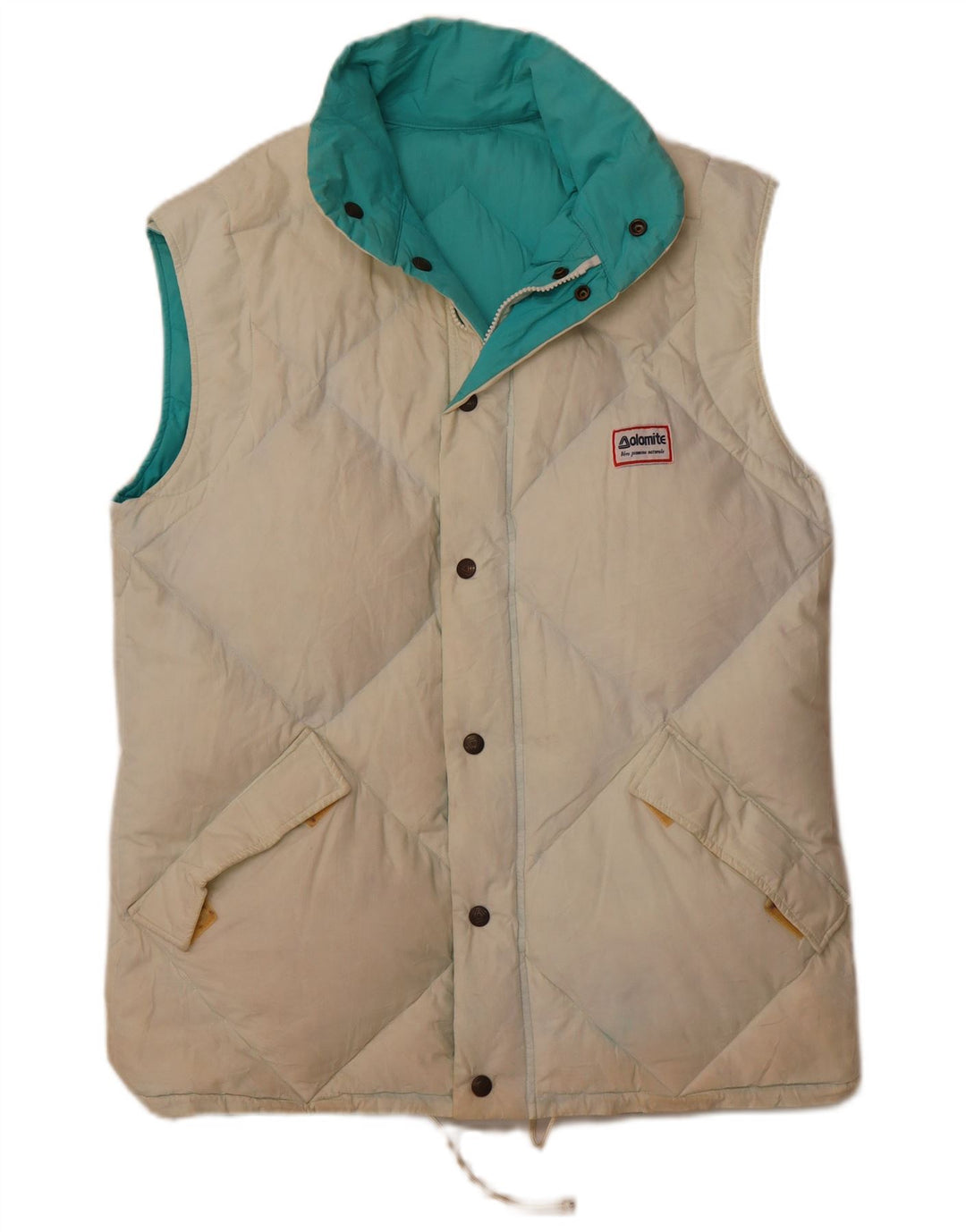 DOLOMITE Mens Reversible Quilted Gilet UK 40 Large Blue Cotton