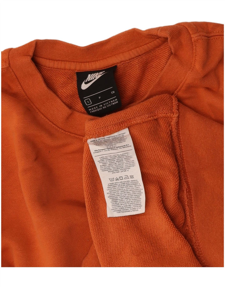 NIKE Mens Sweatshirt Jumper Small Orange Cotton