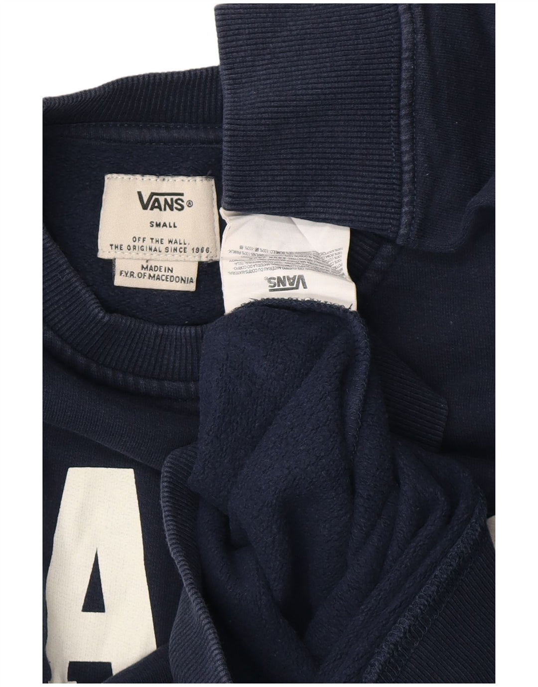 VANS Mens Graphic Sweatshirt Jumper Small Navy Blue Cotton